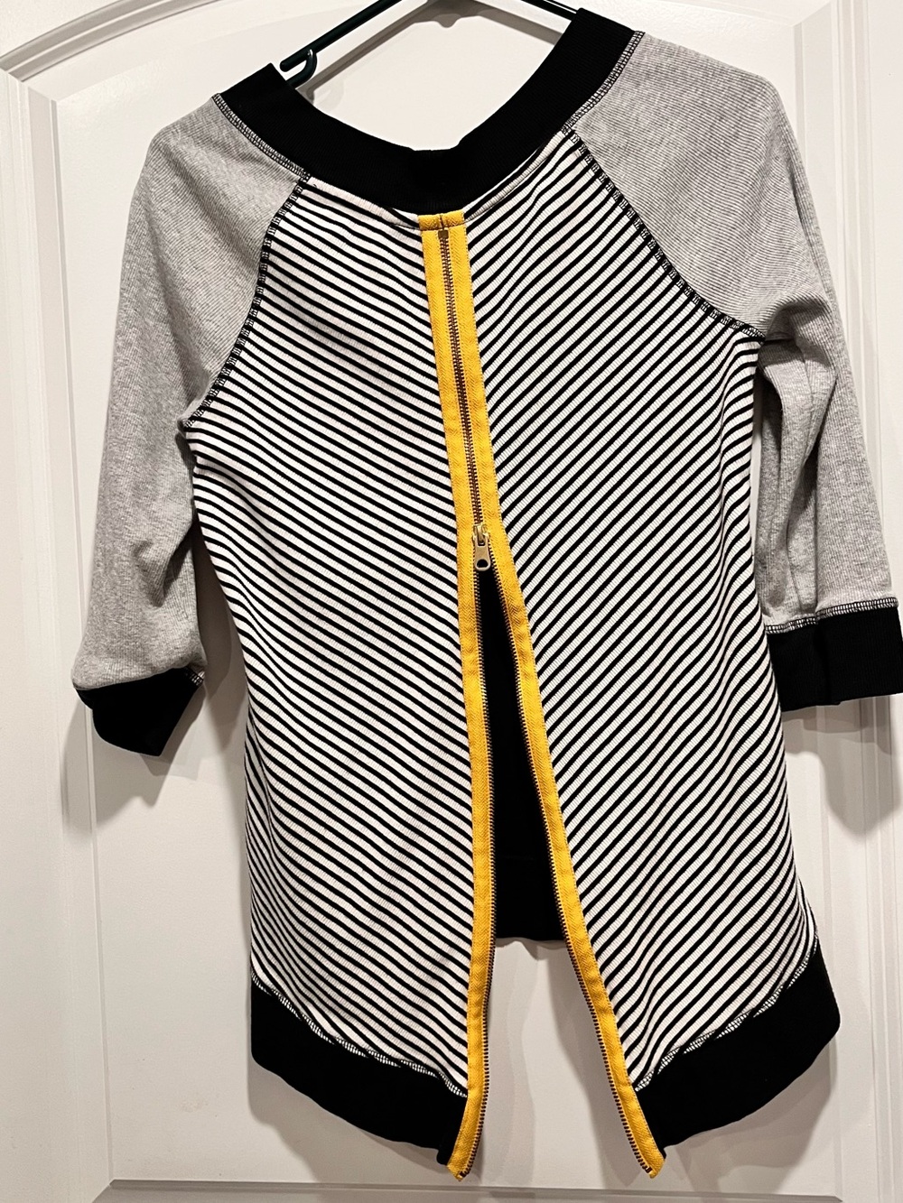 Kids Striped Zip-Back Jacket with Yellow Trim